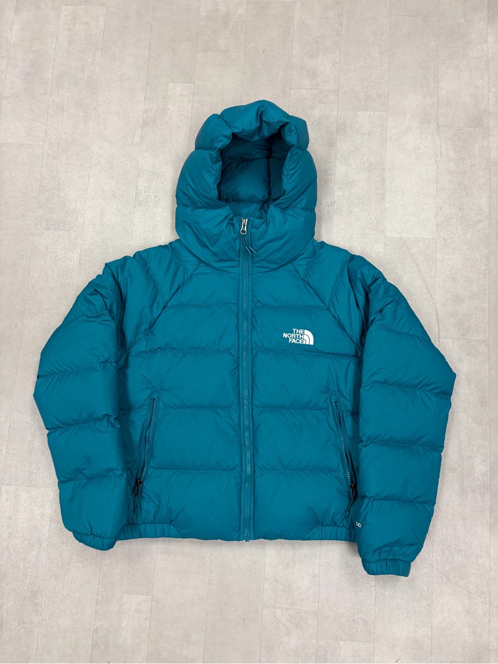 The North Face Womens Teal Puffer Jacket with Hood - LARGE